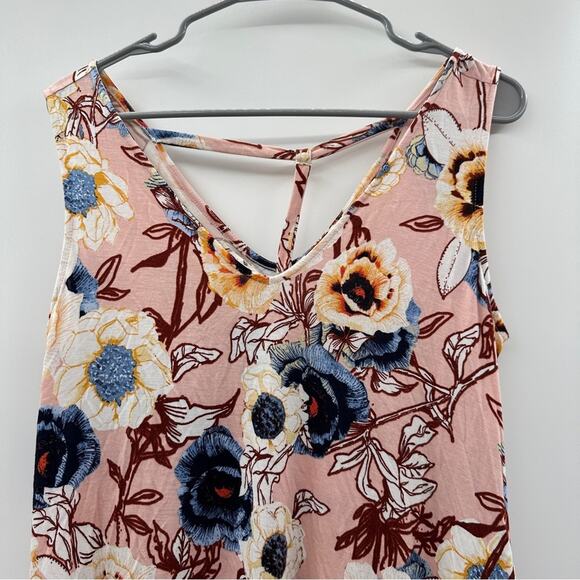 Maurices Pink Multicolor Floral Print Sleeveless Strappy Back Shift Mini Dress M - Picture 2 of 9